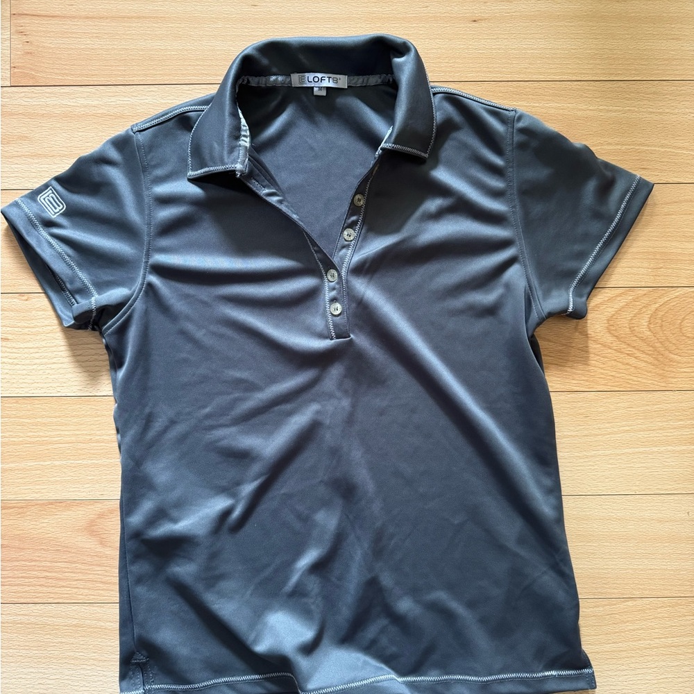 LOFT Charcoal Button-Up Polo
